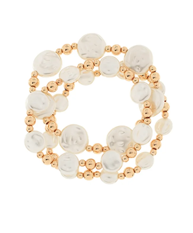 bracelets with white pearls -The Pearl Disk Bracelet Set