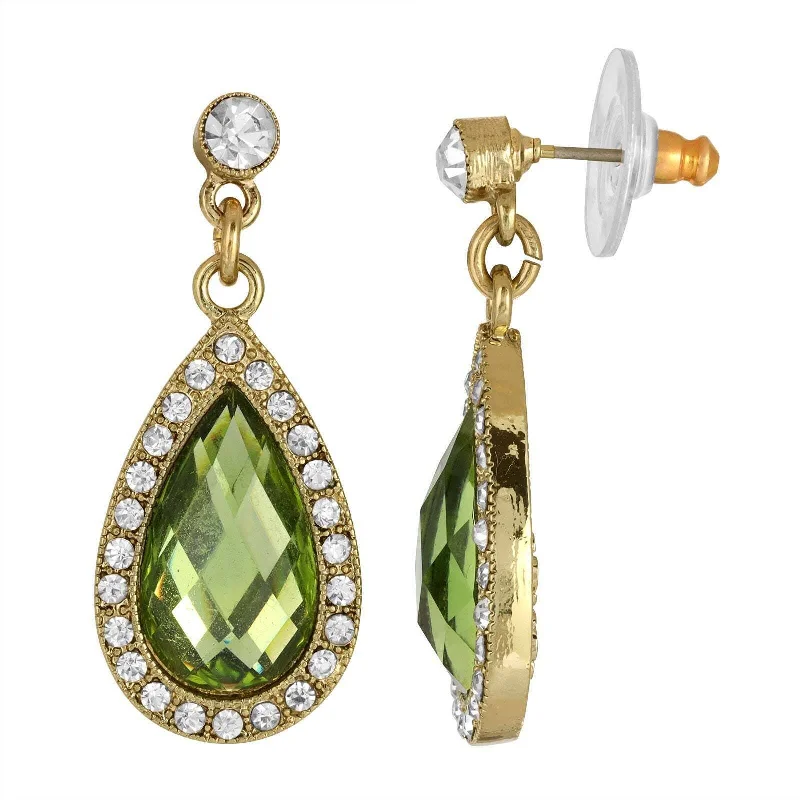 ladies earrings promise token -2028 Jewelry Peridot Green Teardrop European Clear Crystal Accent Teardrop Earrings