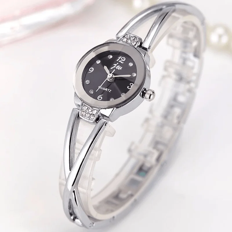 bracelets with evil eye -Fashion Women Steel Bracelet Ladies Dress Waterproof Quartz Watch