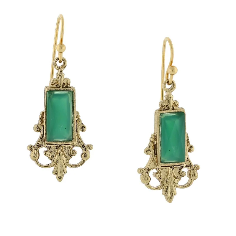 ladies earrings timeless beauty -1928 Jewelry Antique Inspired Glass Stone Baguette Wire Drop Earrings