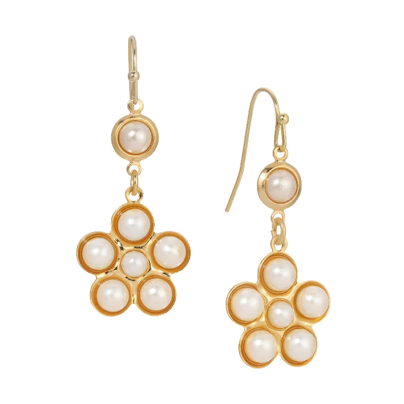 ladies earrings for bold fashion -1928 Jewelry Faux Pearl Flower Drop Earrings