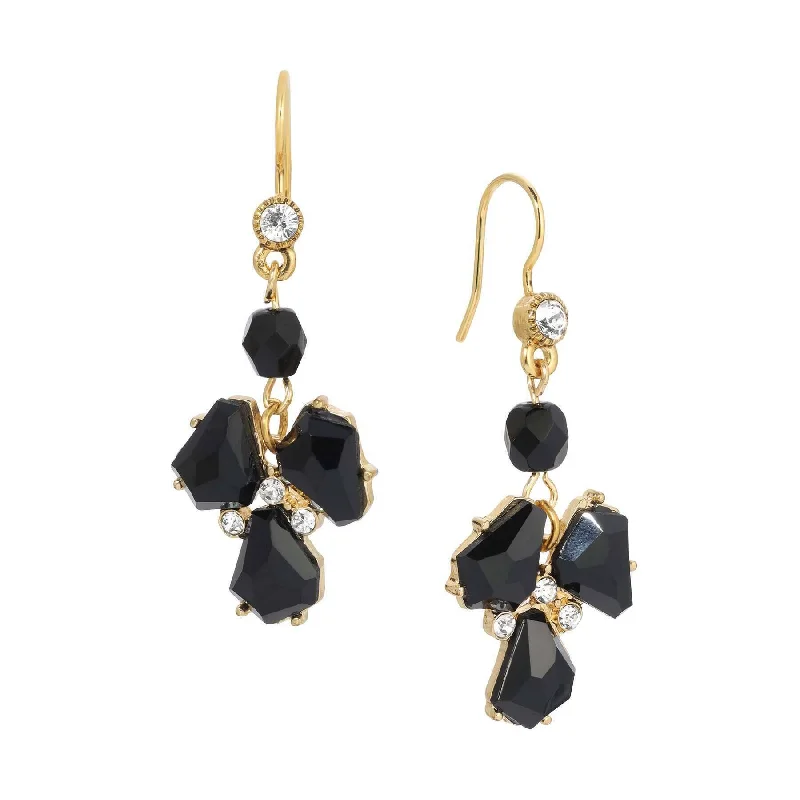 ladies earrings budget friendly -1928 Jewelry Melange Black Stone Crystal Drop Earrings