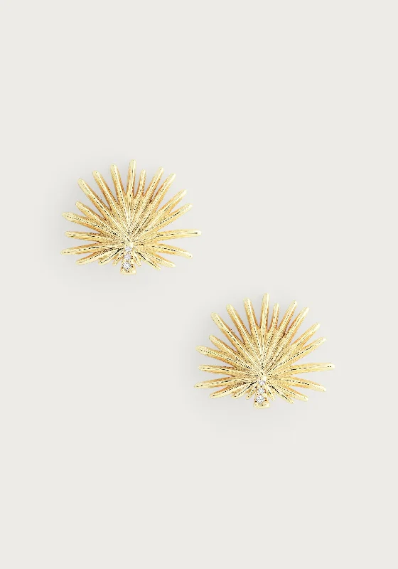 ladies earrings for trendy women -Palm Stud Earrings