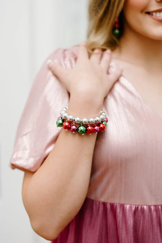 bracelets wide cuff design -Christmas Ornament Charm Bracelet