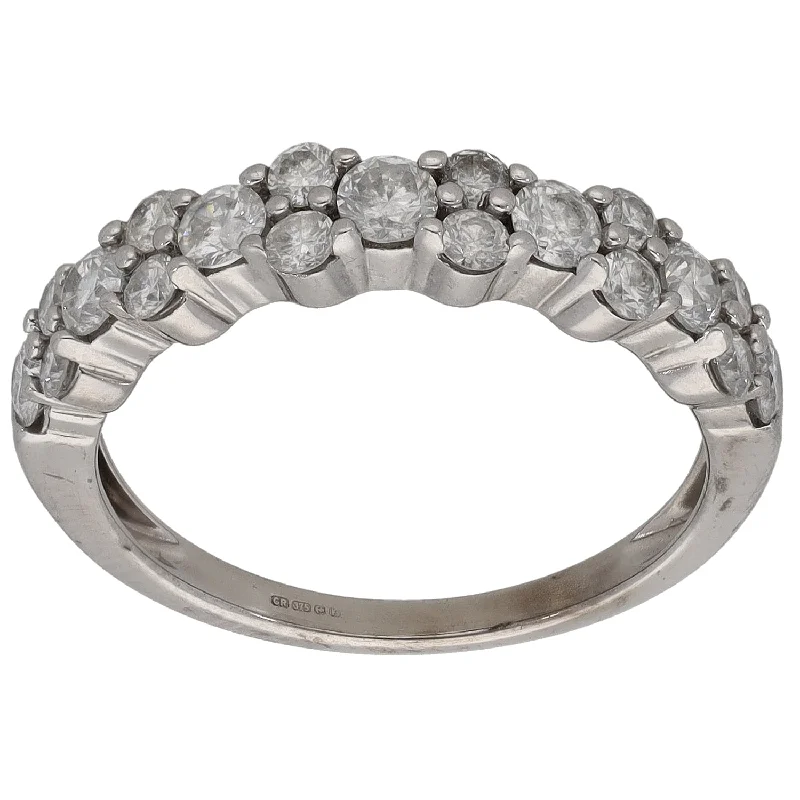 ladies engagement rings bezel set gem -9ct White Gold 0.99ct Diamond Half Eternity Ring Size N