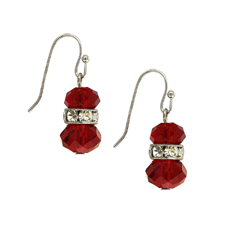 ladies earrings for vintage fans -2028 Jewelry Ruby Red Crystal Accent Drop Earrings