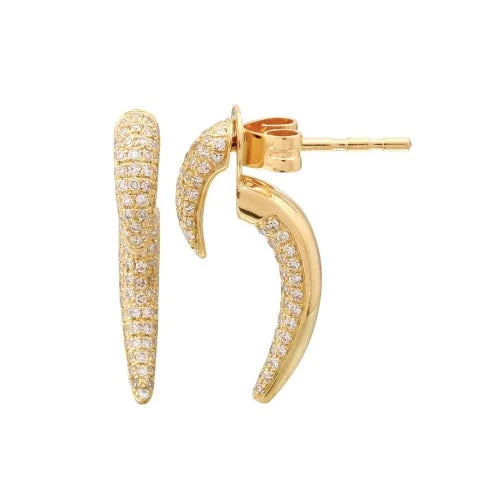 ladies earrings vintage inspired -Diamond Horn Earrings