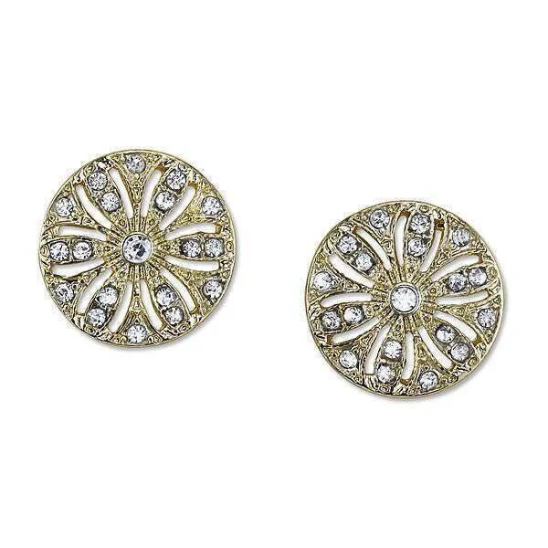 ladies earrings trendy minimalist -2028 Jewelry Crystal Disk Button Earrings