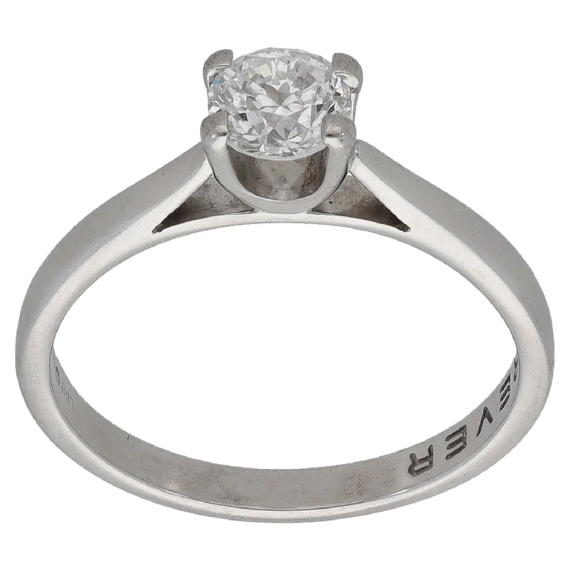 ladies engagement rings asscher cut style -18ct White Gold 0.62ct Diamond Solitaire Ring Size O