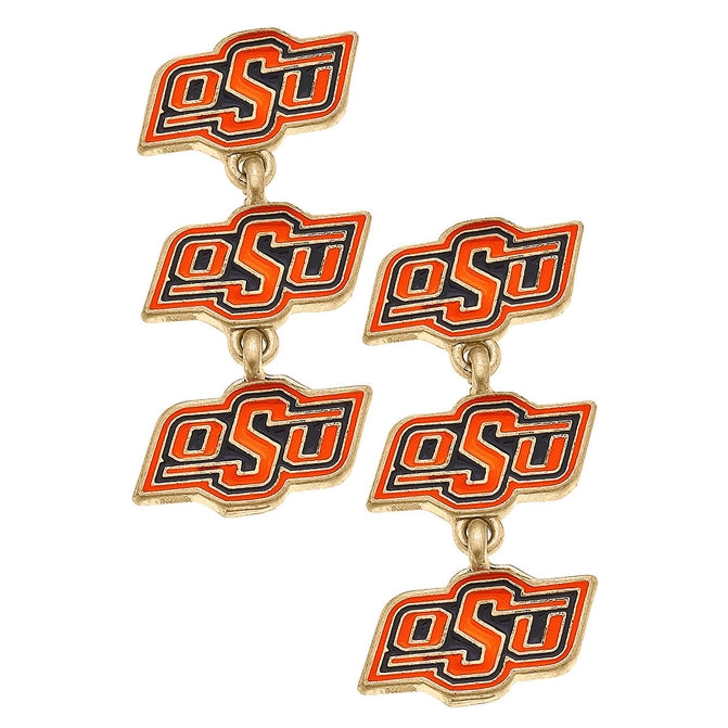 ladies earrings dainty charm -OSU Logo Tripple Drop Earring