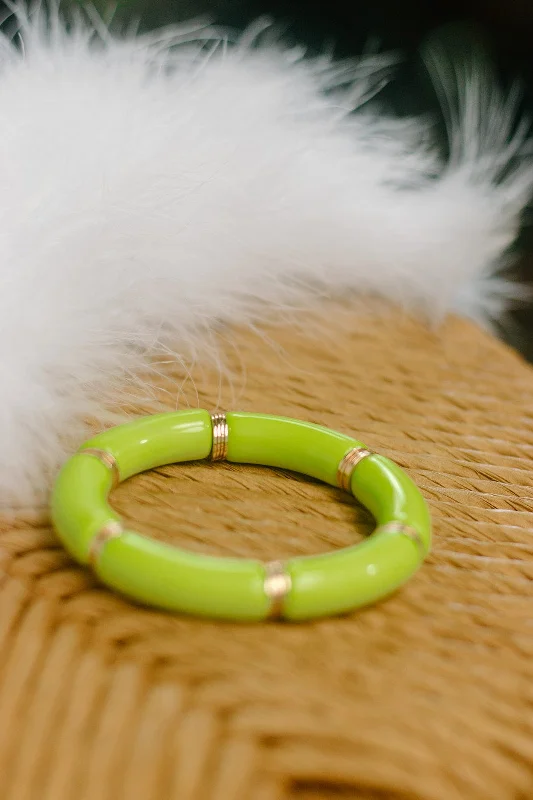 bracelets with ruby red -Green & Gold Bamboo Bracelet