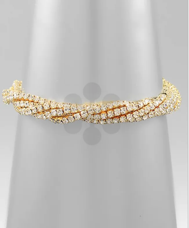 bracelets with geometric shape -The Small Twisted Crystal Bracelet