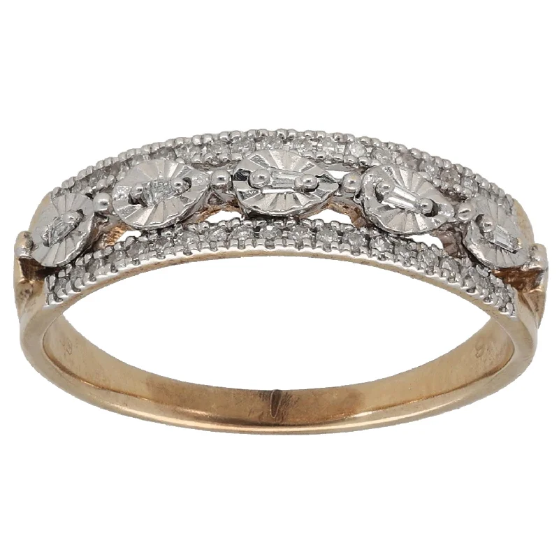 ladies engagement rings gold plated finish -9ct Gold 0.22ct Diamond Half Eternity Ring Size M