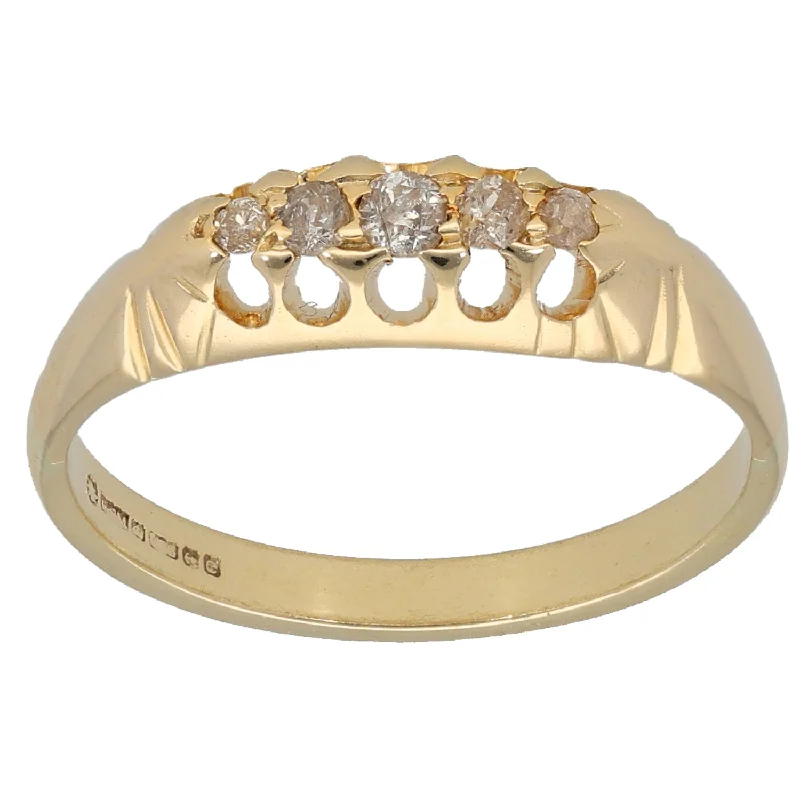 ladies engagement rings marquise cut diamond -18ct Gold 0.09ct Diamond Half Eternity Ring Size N