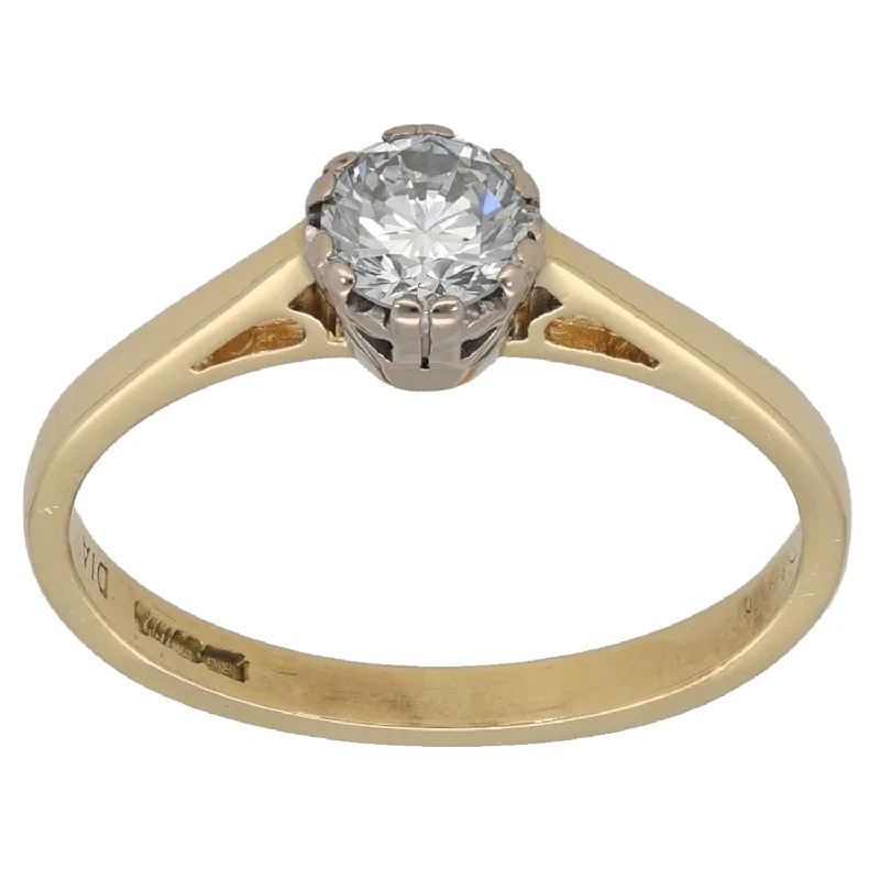 ladies engagement rings art deco flair -18ct Gold 0.40ct Diamond Solitaire Ring Size L