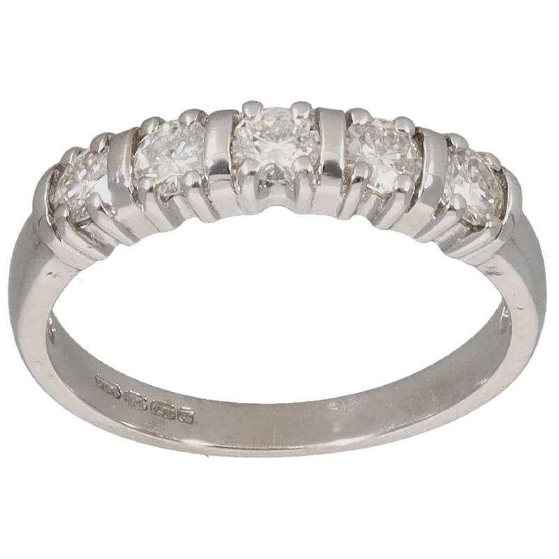 ladies engagement rings budget friendly -18ct White Gold 0.50ct Diamond Half Eternity Ring Size K