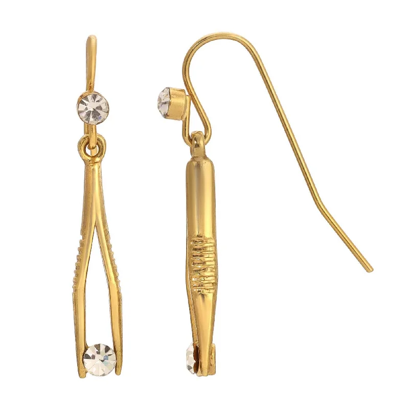 ladies earrings dramatic flair -1928 Jewelry Crystal Tweezer Drop Earrings