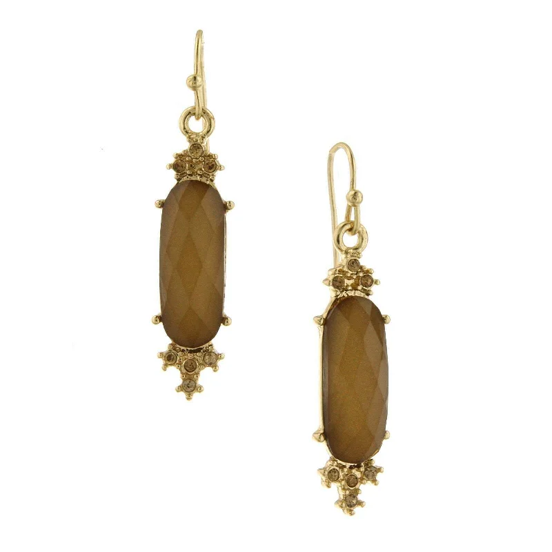 ladies earrings romantic appeal -1928 Jewelry Light Topaz Crystal & Stone Faceted Drop Earrings