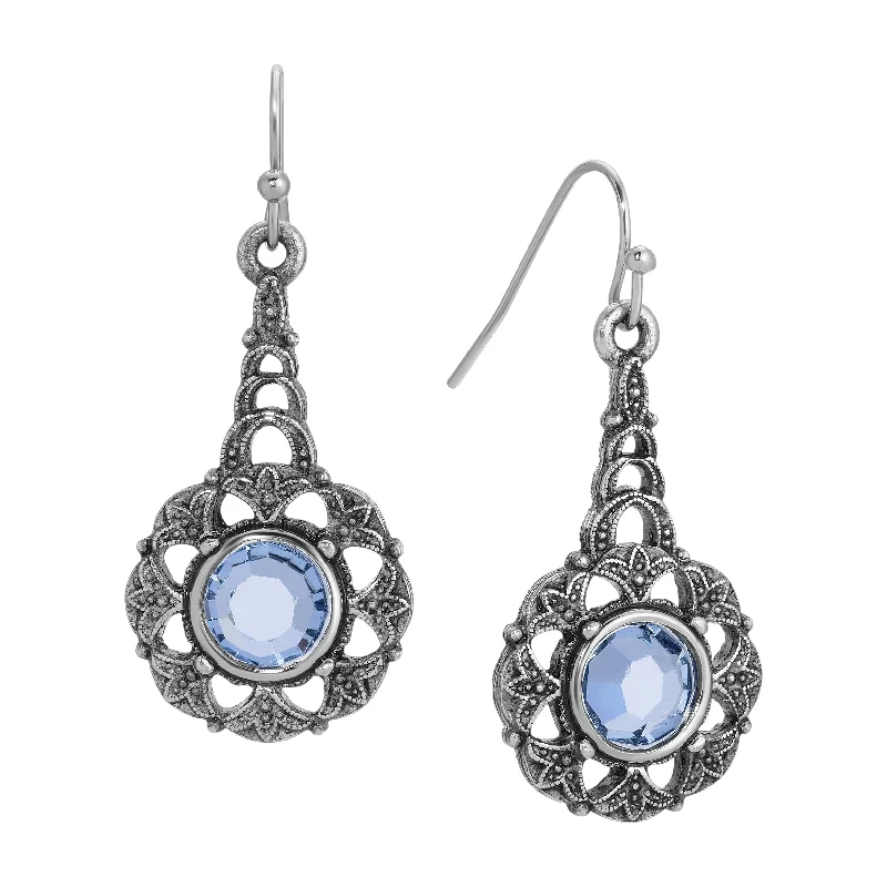 ladies earrings for beach vibe -1928 Jewelry Deco Light Sapphire Channel Crystal Drop Earrings