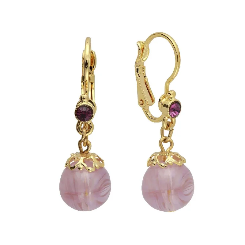 ladies earrings for bold fashion -1928 Jewelry Round Amethyst Color Drop Earrings