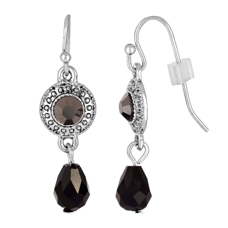 ladies earrings for special events -2028 Jewelry Hematite Crystal Black Faceted Teardrop Earrings