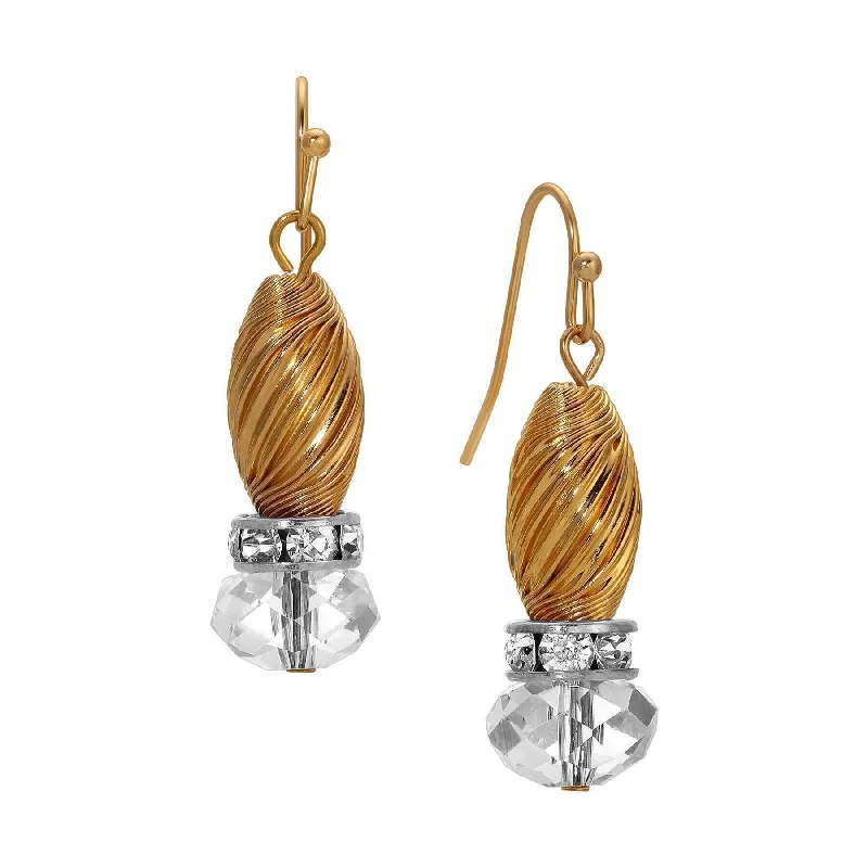 ladies earrings boho chic vibe -1928 Jewelry Whirlwind Gold & Glass Crystal Bead Drop Earrings