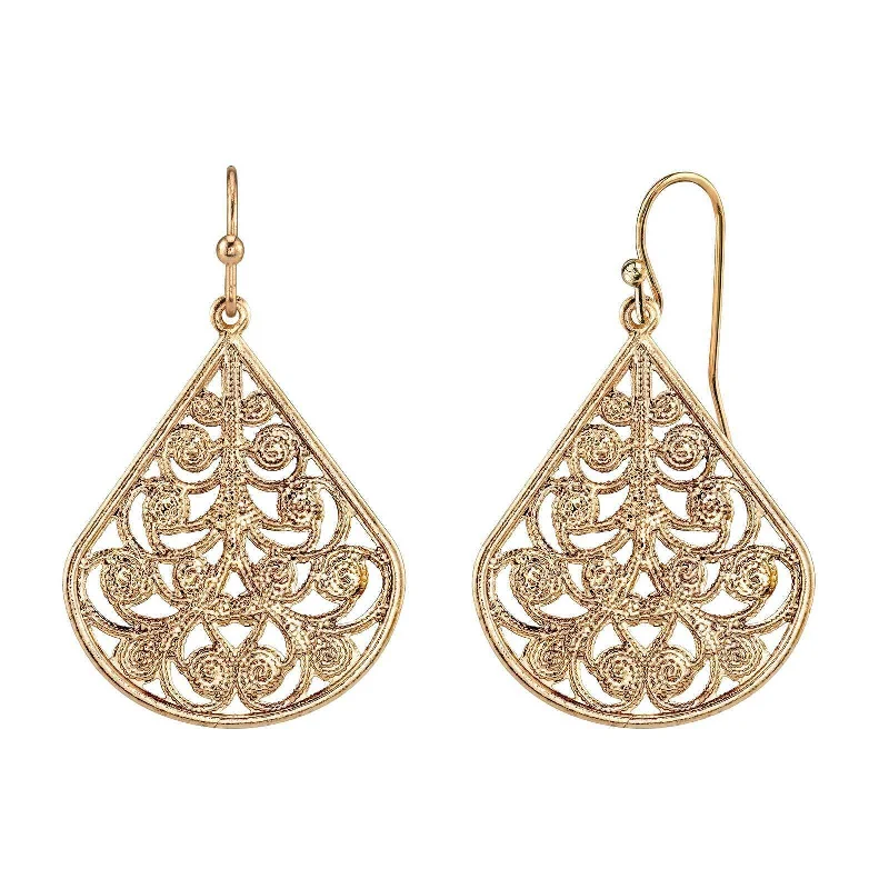 ladies earrings with citrine yellow -1928 Jewelry Filigree Teardrop Earrings