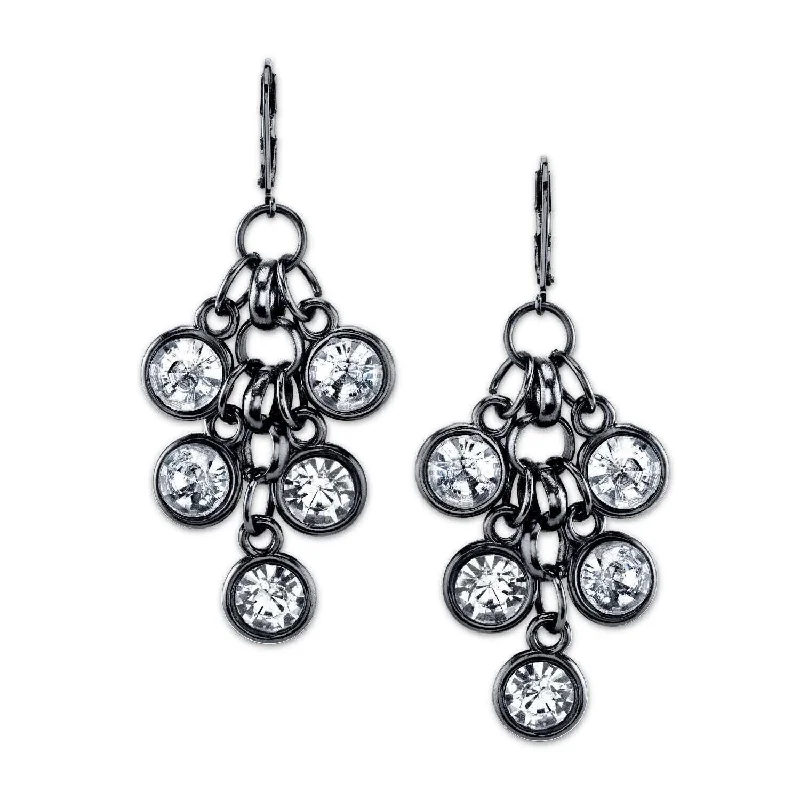 ladies earrings for wedding day -2028 Jewelry Round Crystal Cluster Link Chain Dangle Earrings