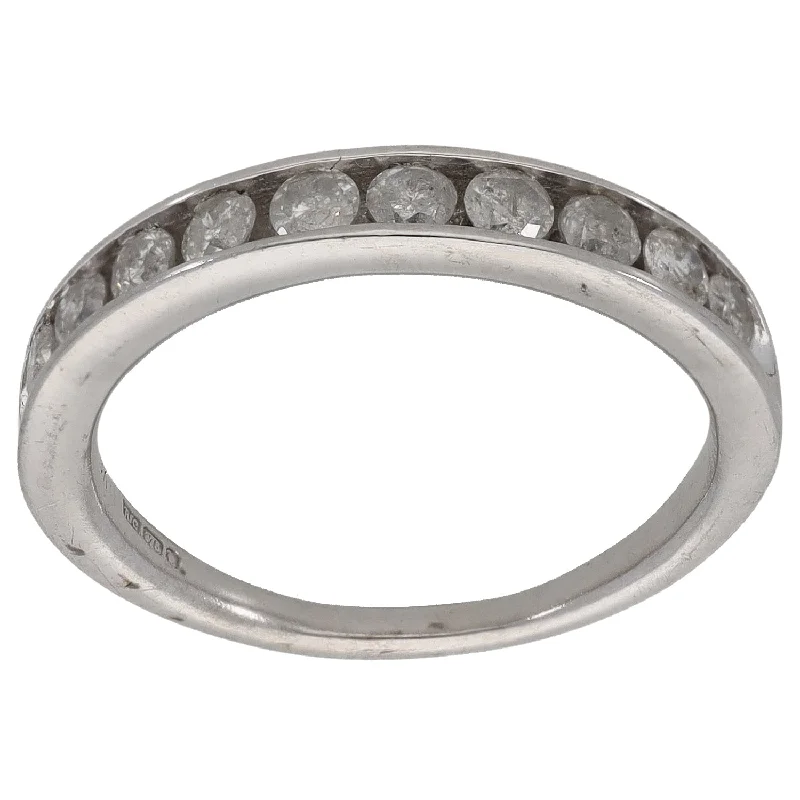 ladies engagement rings white gold setting -9ct Gold 0.40ct Diamond Half Eternity Ring Size J