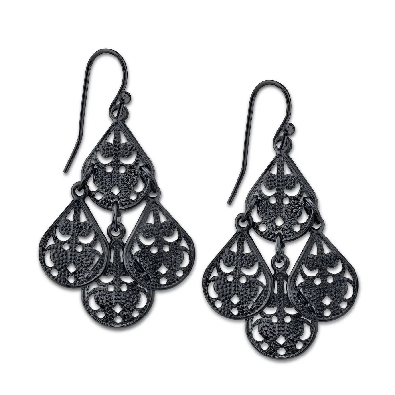 ladies earrings for gifting ideas -1928 Jewelry Filigree Teardrop Chandelier Earrings