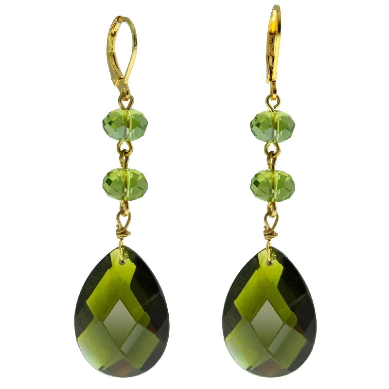 ladies earrings for mother gift -1928 Jewelry Briolette Faceted Teardrop Crystal And Bead Drop Earrings