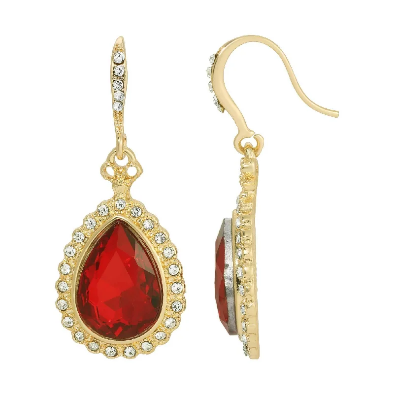 ladies earrings promise token -Regency Stone Teardrop Crystal Drop Earrings