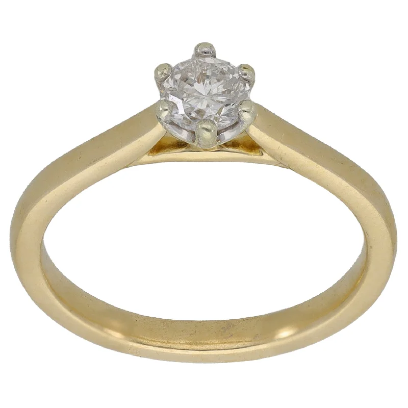 ladies engagement rings round brilliant cut -14ct Gold 0.30ct Diamond Solitaire Ring Size K