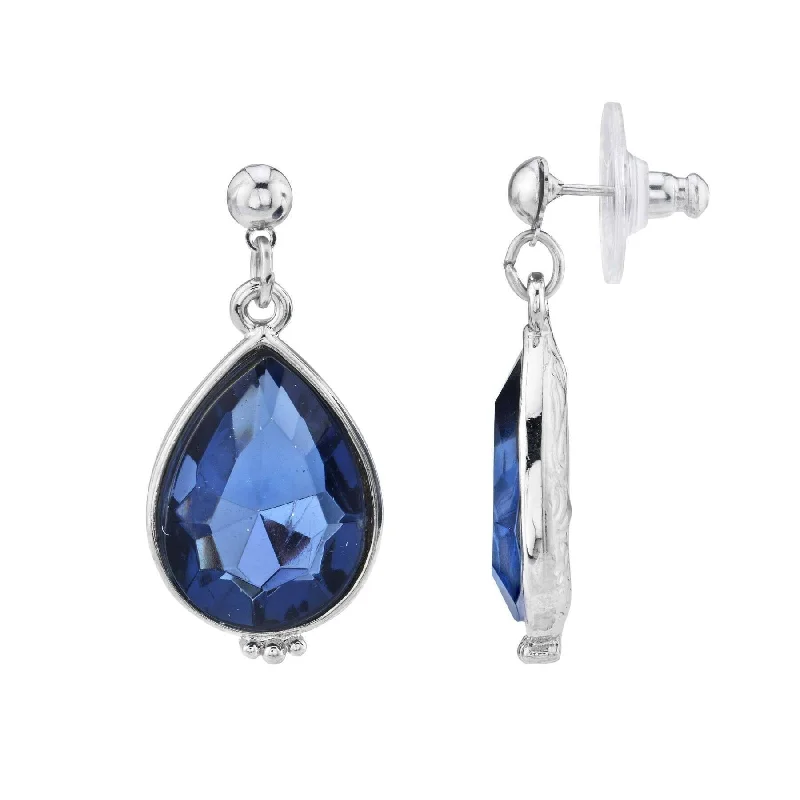 ladies earrings layered look -1928 Jewelry Classic Faceted Teardrop Stone Post Drop Earrings