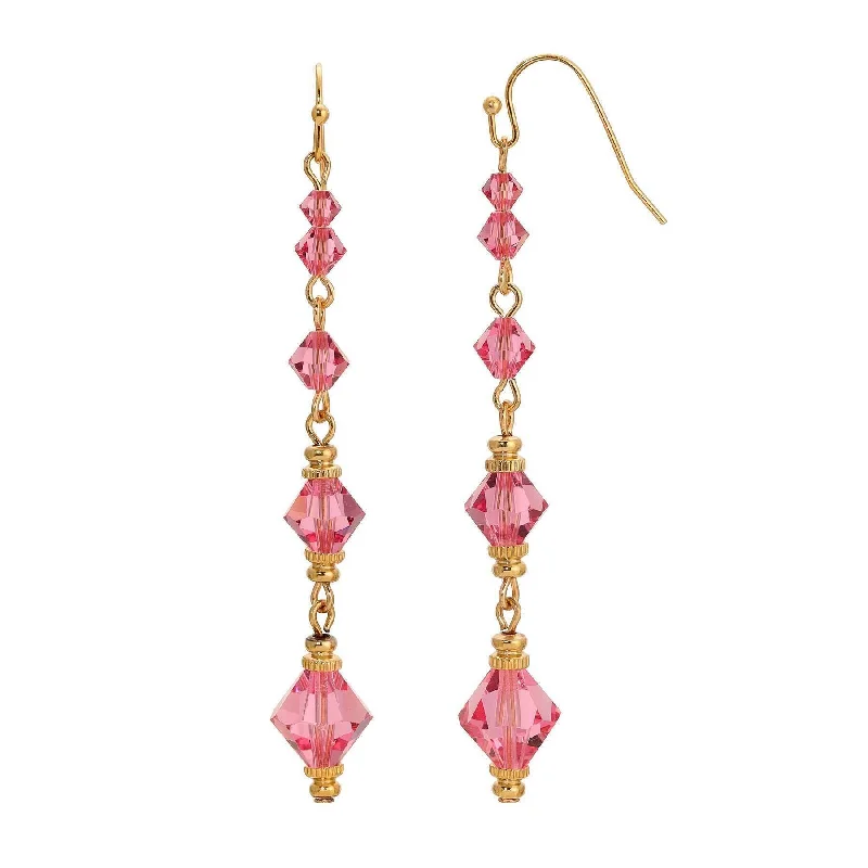 ladies earrings hypoallergenic material -1928 Jewelry Jaipur Graduated Pink Austrian Crystal Dangle Earrings