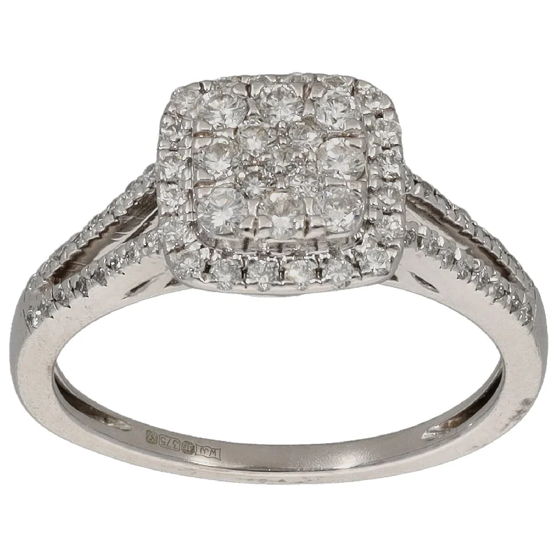 ladies engagement rings conflict free diamond -9ct White Gold 0.50ct Diamond Dress/Cocktail Ring Size L