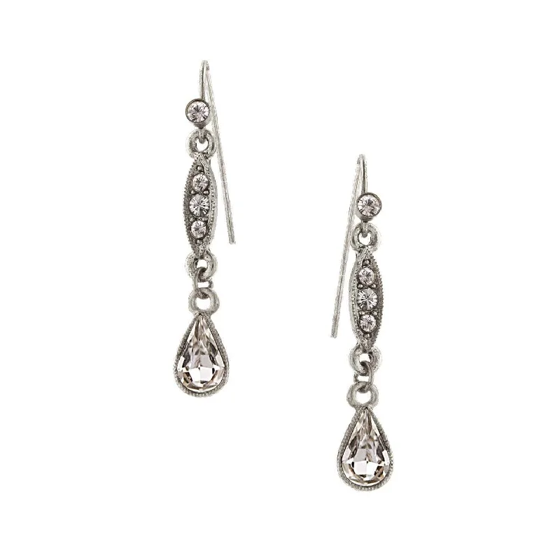 ladies earrings promise token -2028 Jewelry Crystal Linear Teardrop Earrings