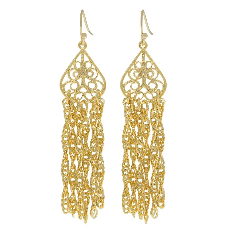 ladies earrings for fashion lovers -1928 Jewelry Teardrop Filigree Drop Tassel Earrings