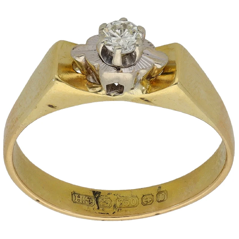 ladies engagement rings vintage inspired -18ct Gold 0.16ct Diamond Solitaire Ring Size N