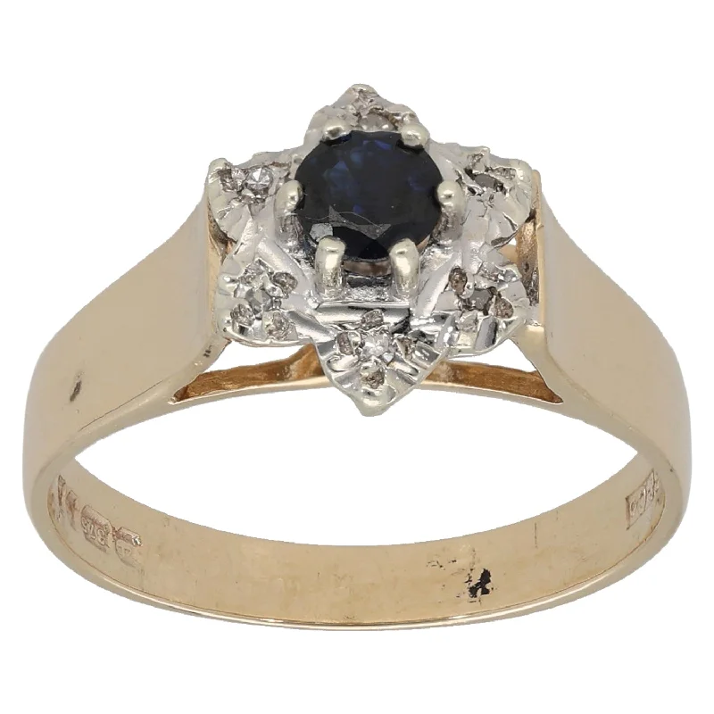 ladies engagement rings under 500 dollars -9ct Gold 0.06ct Diamond & Sapphire Dress/Cocktail Ring Size N