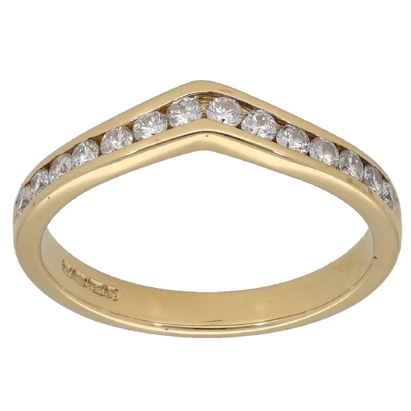 ladies engagement rings with citrine yellow -18ct Gold 0.28ct Diamond Wishbone Ring Size M