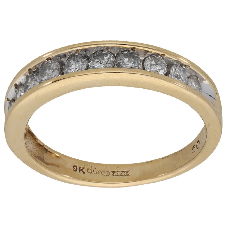 ladies engagement rings with lab grown stone -9ct Gold 0.50ct Diamond Half Eternity Ring Size M