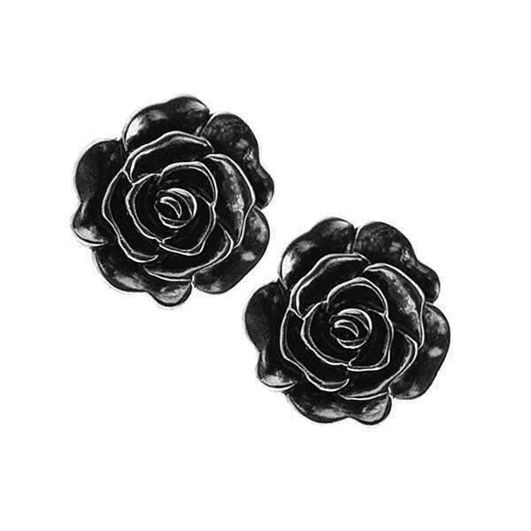 ladies earrings with white pearls -2028 Jewelry Antiqued Flower Stud Earrings