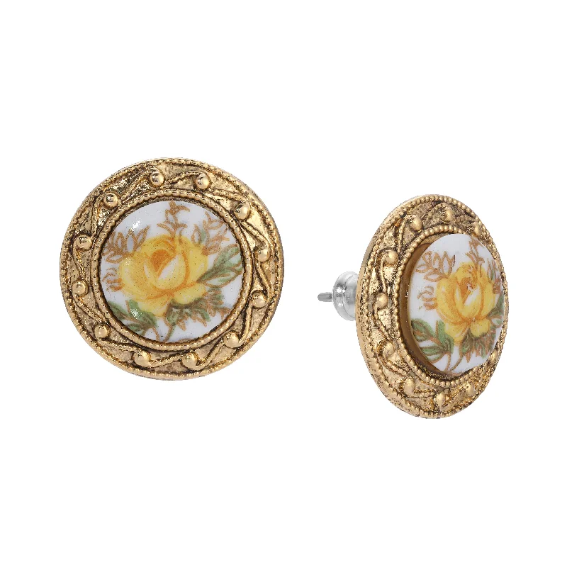 ladies earrings with arrow detail -1928 Jewelry Yellow Rose Stud Earrings