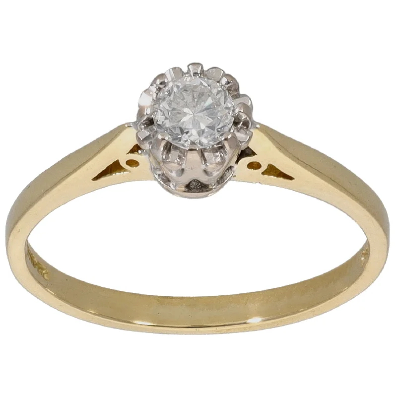 ladies engagement rings geometric pattern -18ct Gold 0.25ct Diamond Solitaire Ring Size L