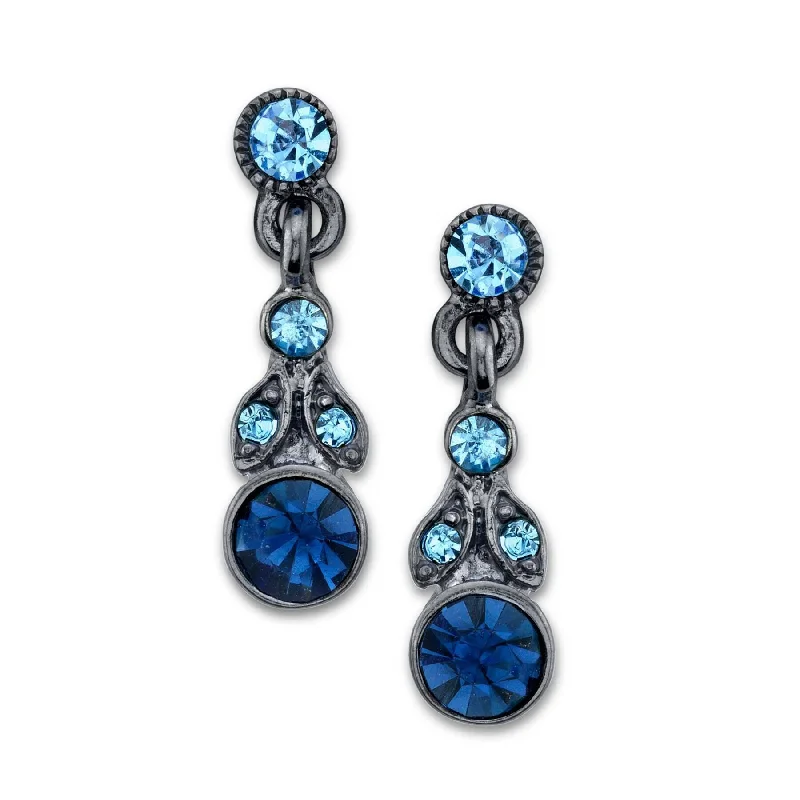 ladies earrings bold statement -1928 Jewelry Light Sapphire & Montana Blue Euro Crystal  Drop Earrings