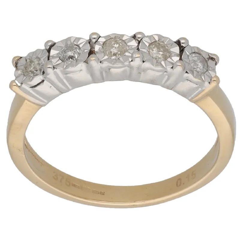 ladies engagement rings stackable design -9ct Gold 0.15ct Diamond Half Eternity Ring Size L