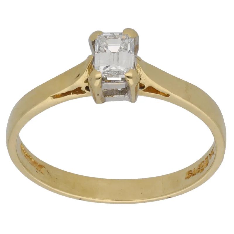 ladies engagement rings gold plated finish -18ct Gold 0.25ct Diamond Solitaire Ring Size M