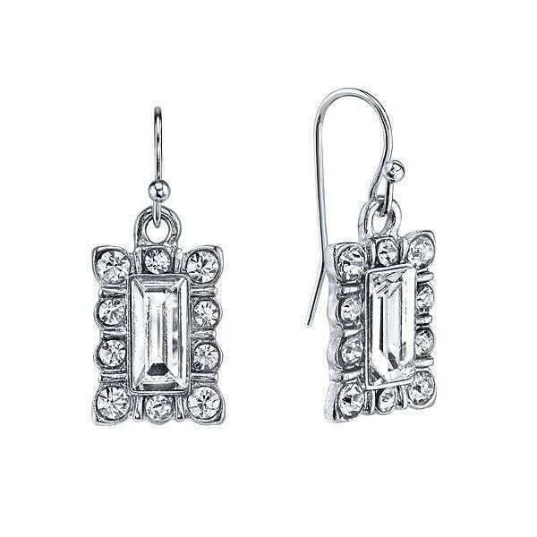 ladies earrings for holiday gift -1928 Jewelry Crystal Rectangle Drop Earrings