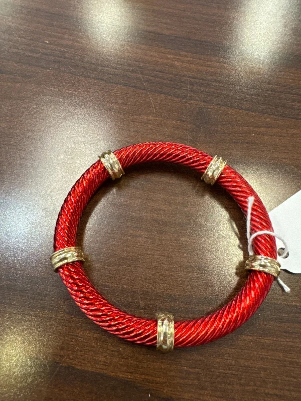 bracelets for young women -Red Twisted Elastic Bracelet